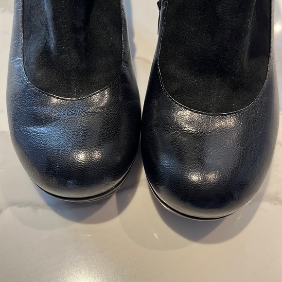 Naya Breeze Black leather floral Zip up Block heel boots - Picture 2 of 9